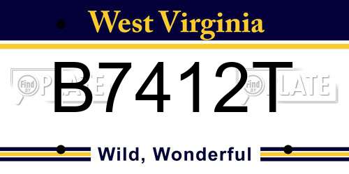 B7412T West Virginia License Plate