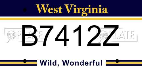 B7412Z West Virginia License Plate