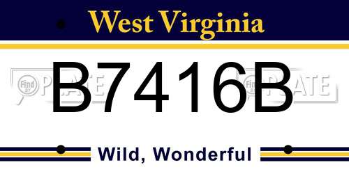B7416B West Virginia License Plate