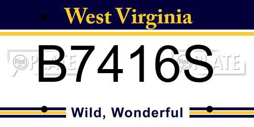 B7416S West Virginia License Plate