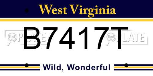 B7417T West Virginia License Plate