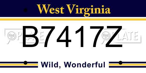 B7417Z West Virginia License Plate