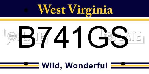 B741GS West Virginia License Plate