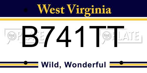 B741TT West Virginia License Plate