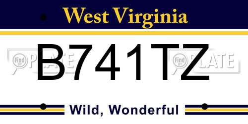 B741TZ West Virginia License Plate