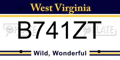 B741ZT West Virginia License Plate