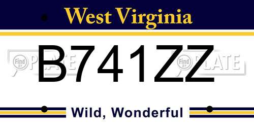 B741ZZ West Virginia License Plate