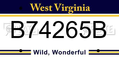 B74265B West Virginia License Plate