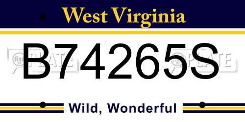 B74265S West Virginia License Plate