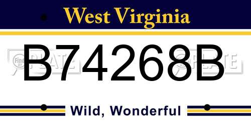 B74268B West Virginia License Plate