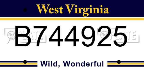 B744925 West Virginia License Plate
