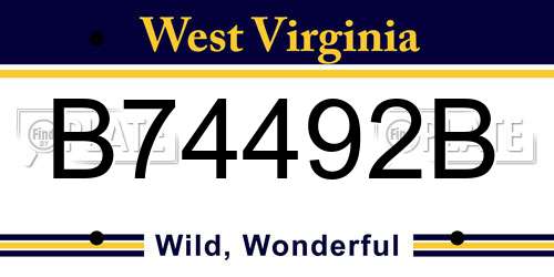 B74492B West Virginia License Plate
