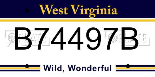 B74497B West Virginia License Plate