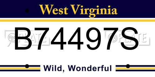 B74497S West Virginia License Plate