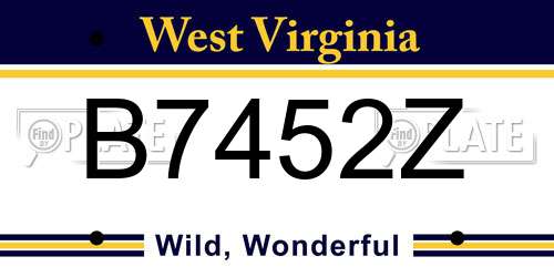 B7452Z West Virginia License Plate