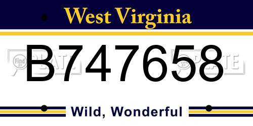 B747658 West Virginia License Plate