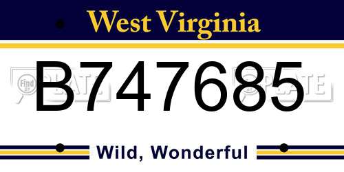 B747685 West Virginia License Plate