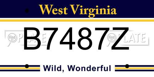 B7487Z West Virginia License Plate