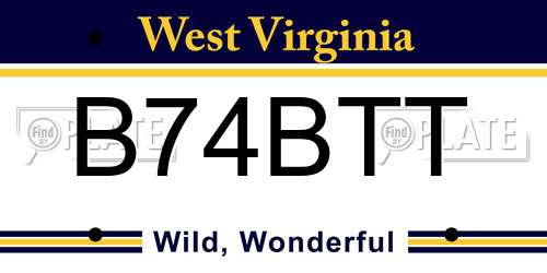 B74BTT West Virginia License Plate