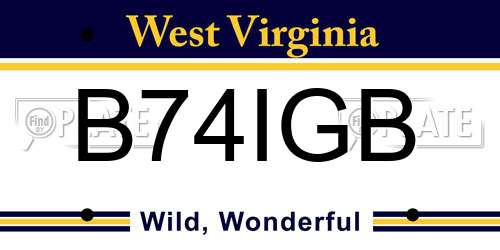 B74IGB West Virginia License Plate