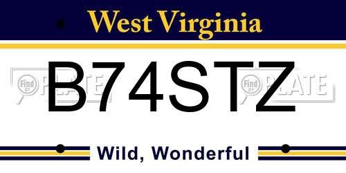 B74STZ West Virginia License Plate