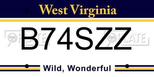 B74SZZ West Virginia License Plate