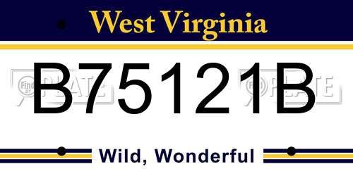 B75121B West Virginia License Plate