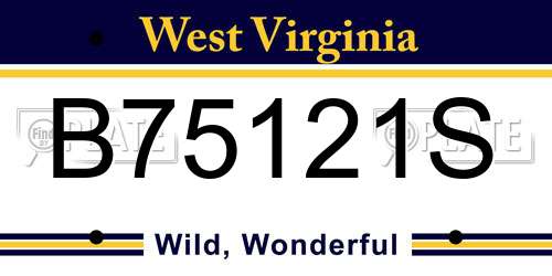 B75121S West Virginia License Plate