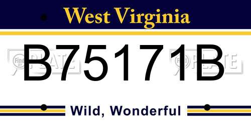 B75171B West Virginia License Plate