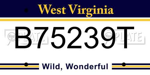 B75239T West Virginia License Plate