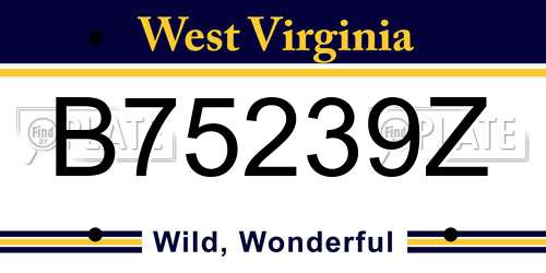 B75239Z West Virginia License Plate