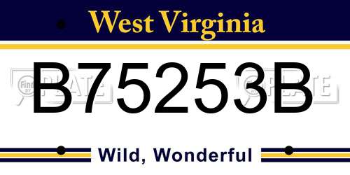 B75253B West Virginia License Plate