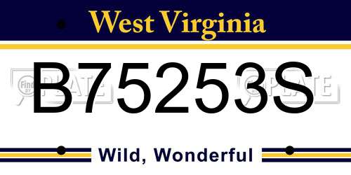 B75253S West Virginia License Plate