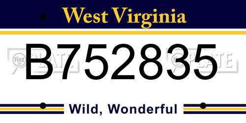B752835 West Virginia License Plate