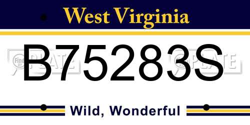 B75283S West Virginia License Plate