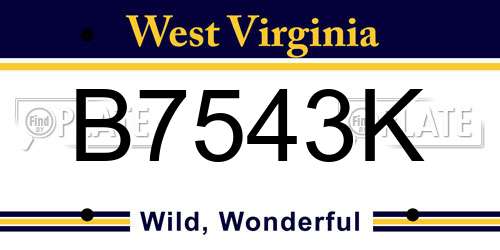 B7543K West Virginia License Plate