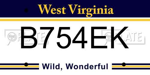 B754EK West Virginia License Plate