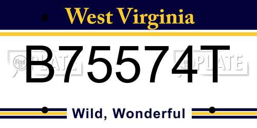 B75574T West Virginia License Plate