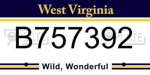 B757392 West Virginia License Plate