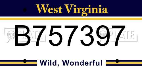 B757397 West Virginia License Plate