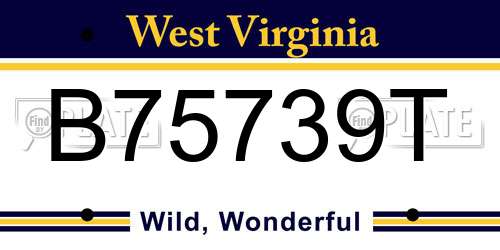 B75739T West Virginia License Plate