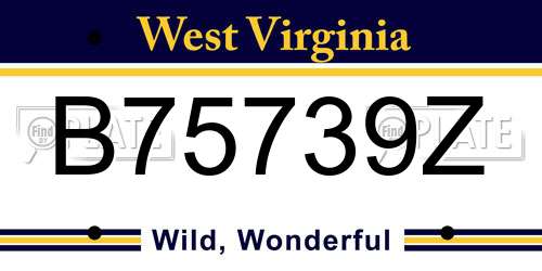 B75739Z West Virginia License Plate