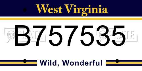 B757535 West Virginia License Plate