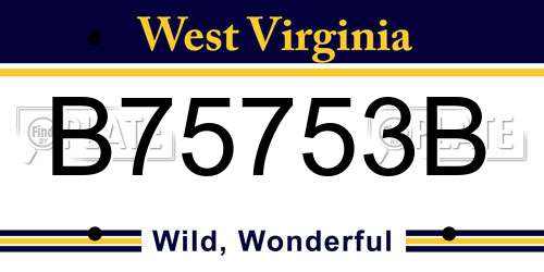 B75753B West Virginia License Plate