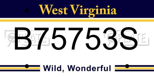 B75753S West Virginia License Plate