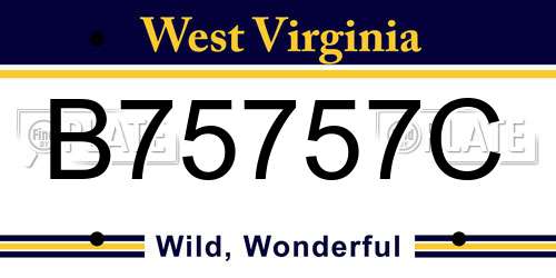 B75757C West Virginia License Plate