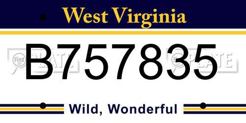 B757835 West Virginia License Plate
