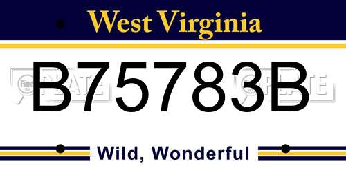 B75783B West Virginia License Plate