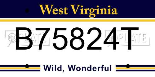 B75824T West Virginia License Plate