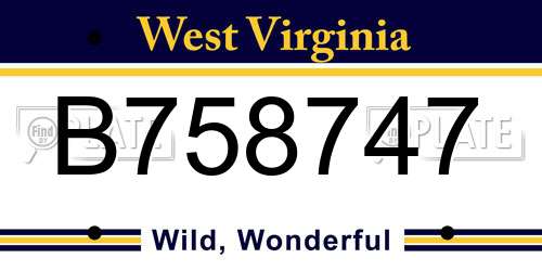 B758747 West Virginia License Plate